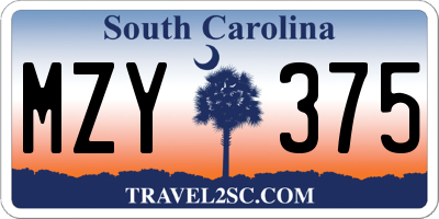 SC license plate MZY375