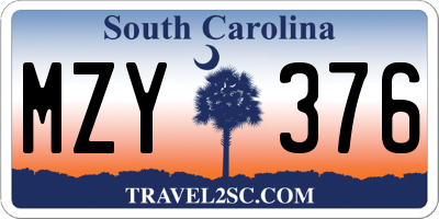 SC license plate MZY376