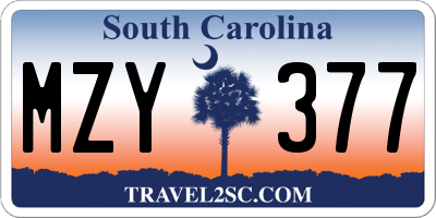 SC license plate MZY377