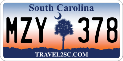 SC license plate MZY378
