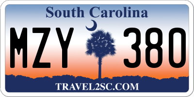 SC license plate MZY380