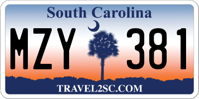 SC license plate MZY381