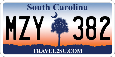 SC license plate MZY382