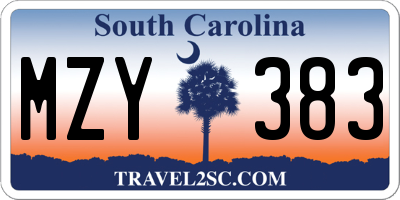 SC license plate MZY383