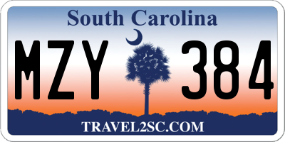 SC license plate MZY384