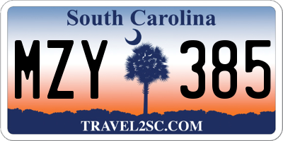 SC license plate MZY385