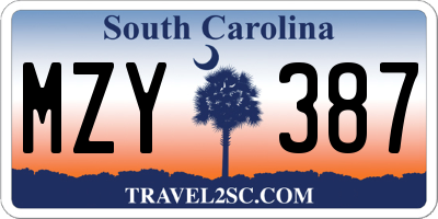 SC license plate MZY387