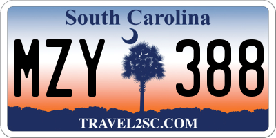 SC license plate MZY388