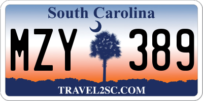 SC license plate MZY389
