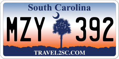 SC license plate MZY392
