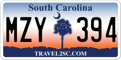 SC license plate MZY394