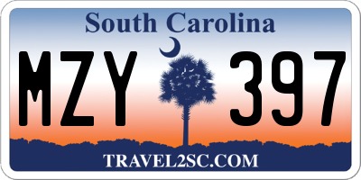 SC license plate MZY397