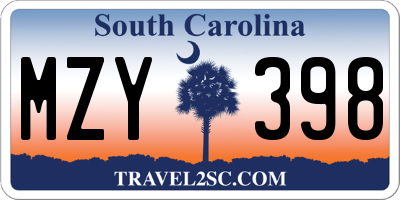 SC license plate MZY398