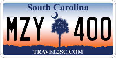 SC license plate MZY400