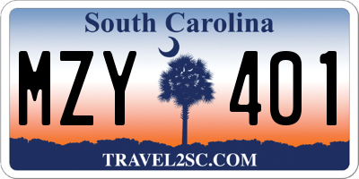 SC license plate MZY401