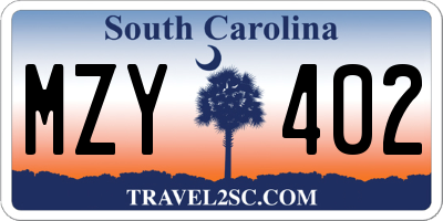 SC license plate MZY402