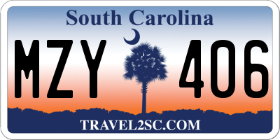 SC license plate MZY406