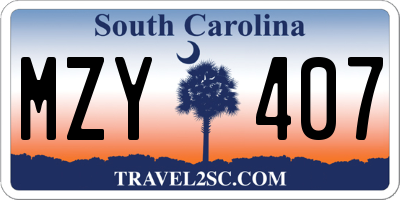 SC license plate MZY407