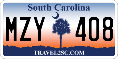 SC license plate MZY408