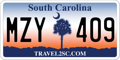 SC license plate MZY409