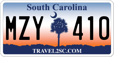 SC license plate MZY410