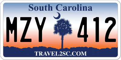 SC license plate MZY412