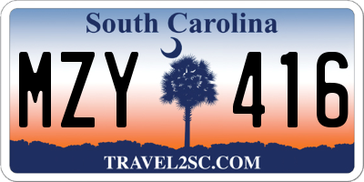 SC license plate MZY416