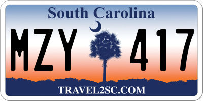 SC license plate MZY417