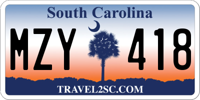 SC license plate MZY418