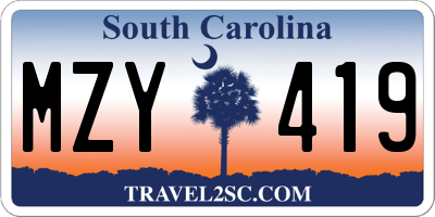 SC license plate MZY419