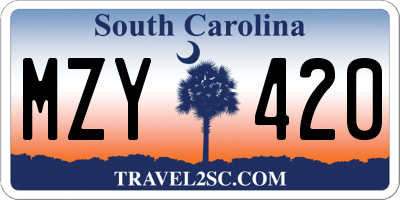SC license plate MZY420