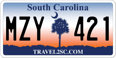 SC license plate MZY421
