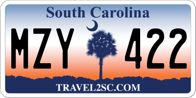 SC license plate MZY422