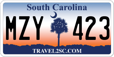 SC license plate MZY423