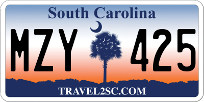 SC license plate MZY425