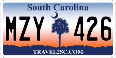 SC license plate MZY426