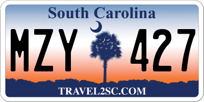SC license plate MZY427