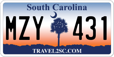 SC license plate MZY431