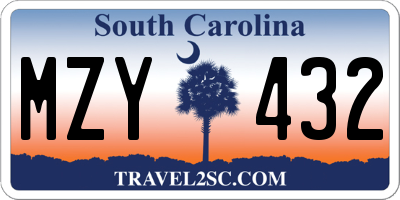 SC license plate MZY432