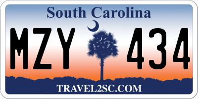 SC license plate MZY434