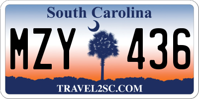 SC license plate MZY436