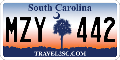 SC license plate MZY442