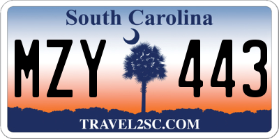 SC license plate MZY443