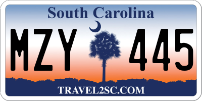 SC license plate MZY445