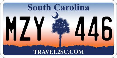 SC license plate MZY446