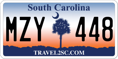 SC license plate MZY448