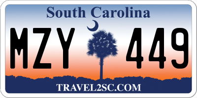 SC license plate MZY449