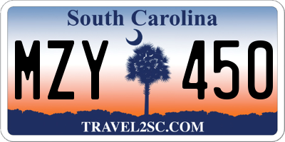 SC license plate MZY450