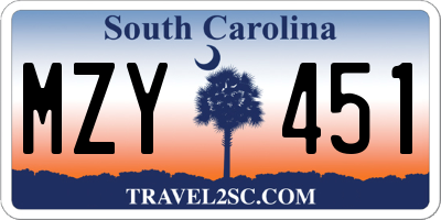SC license plate MZY451