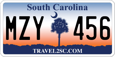 SC license plate MZY456